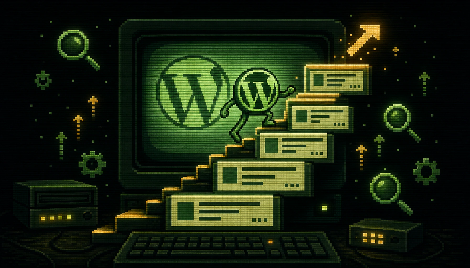 JSB Media Plan WordPress SEO pixel art CRT screen