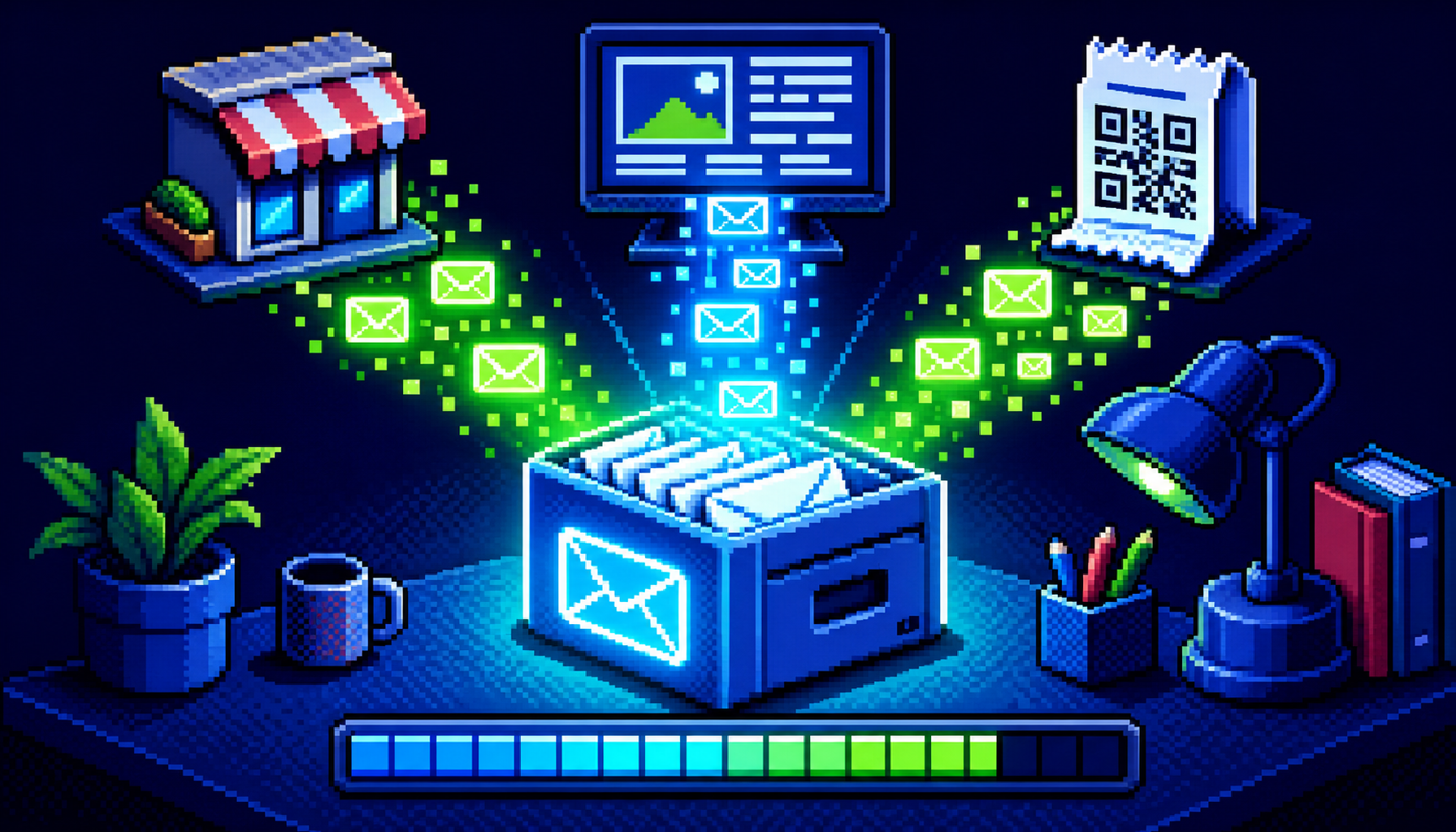 Email list building for small businesses JSB Media Plan pixel art inbox